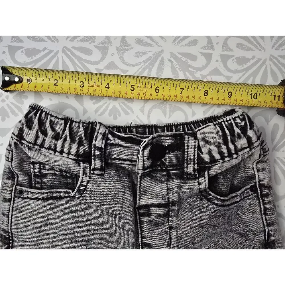 SHEIN Toddler Jeans 2-Pack Size 90 Gray Acid Wash Black Distressed Elastic Waist